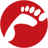 Red and white foot graphic.