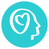 Teal and white heart in the brain graphic.